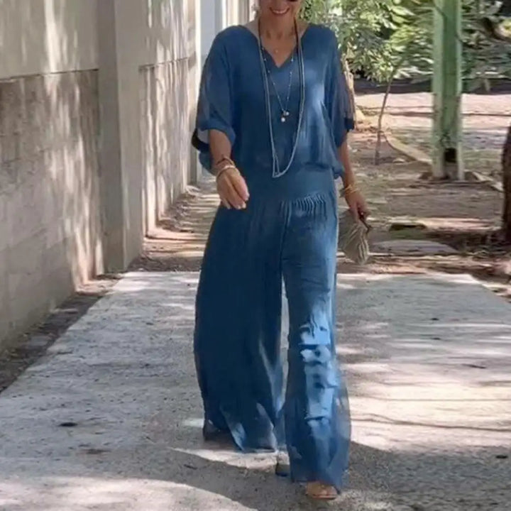 Dafina | V-Top & Wide-Leg Pants Set