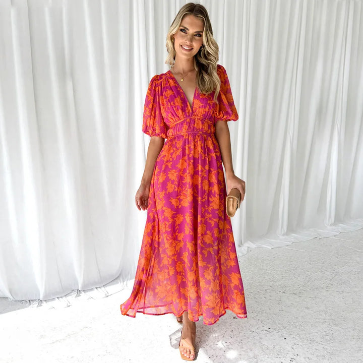 Cathy | Printed Puff Sleeve Dress