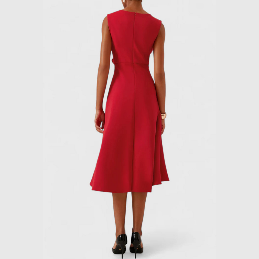 Selena | Women's Draped Asymmetric Midi Dress
