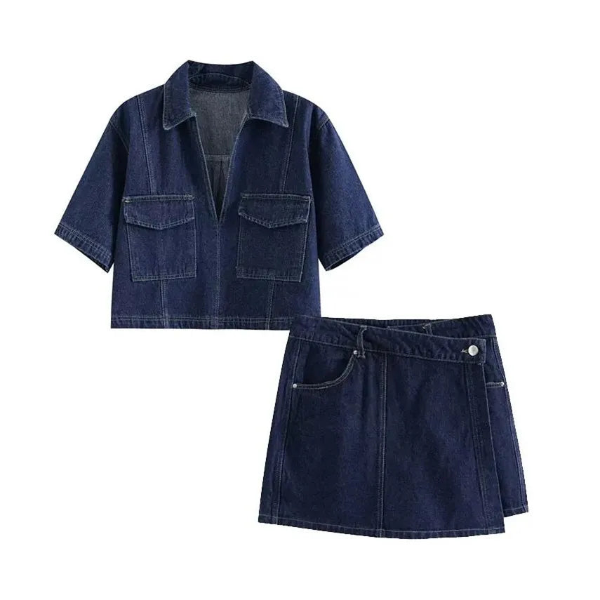 Maris | V-Neck Denim Set