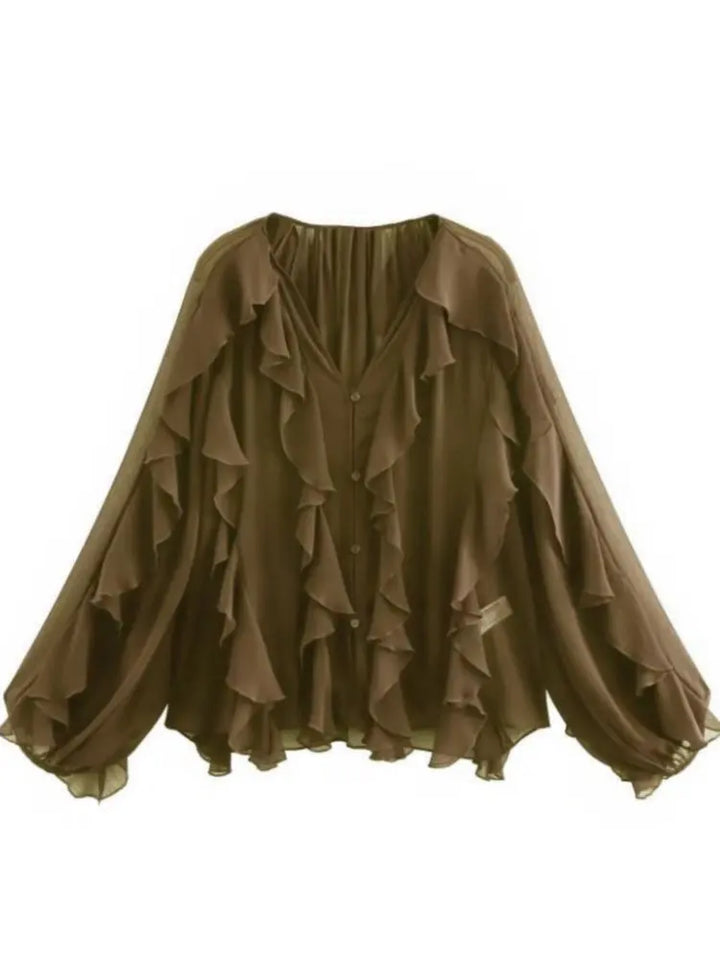 Jacklyn | Elegant V-Neck Tiered Blouse