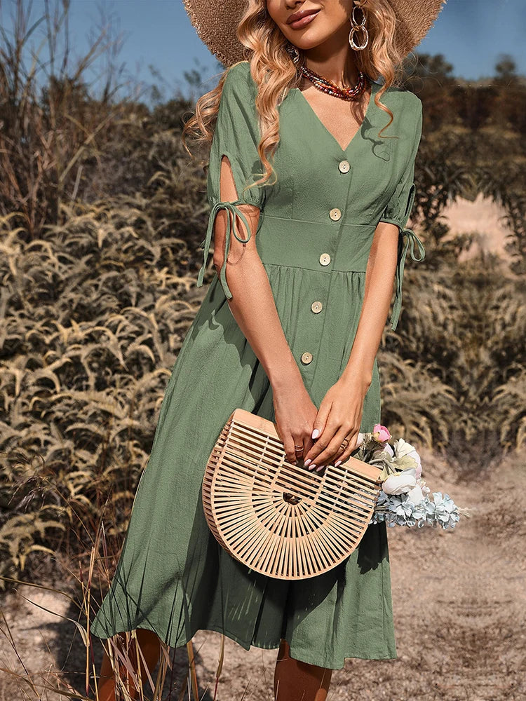 Beth | Midi Dress with Buttons