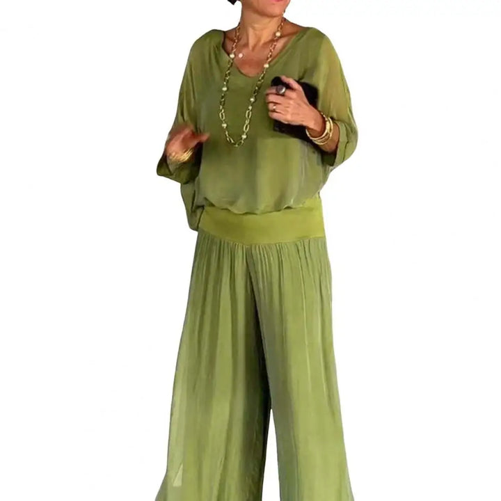 Dafina | V-Top & Wide-Leg Pants Set