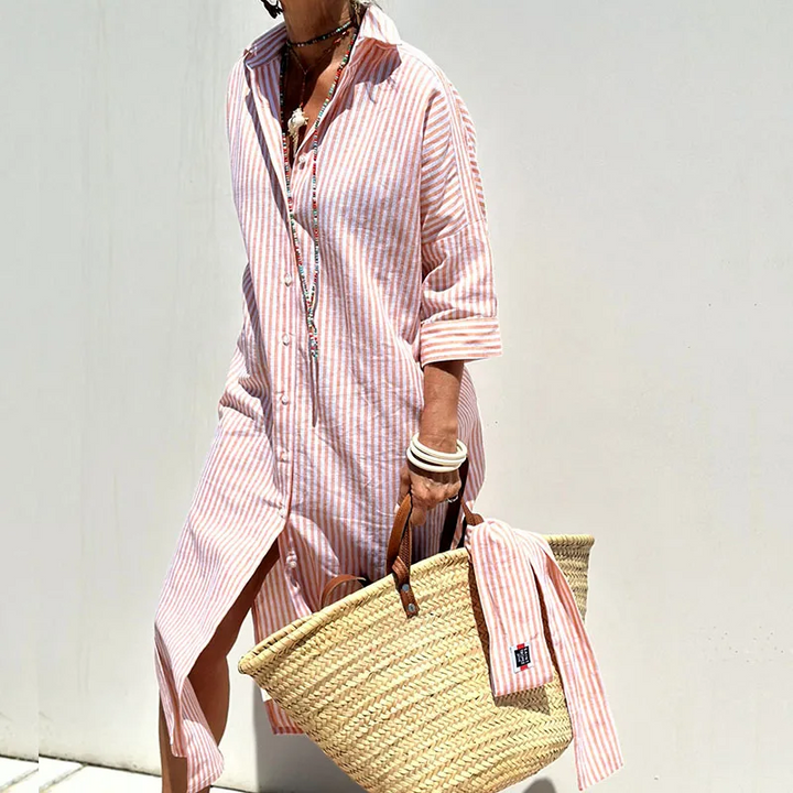 Valeria | Elegant Striped Shirt Dress
