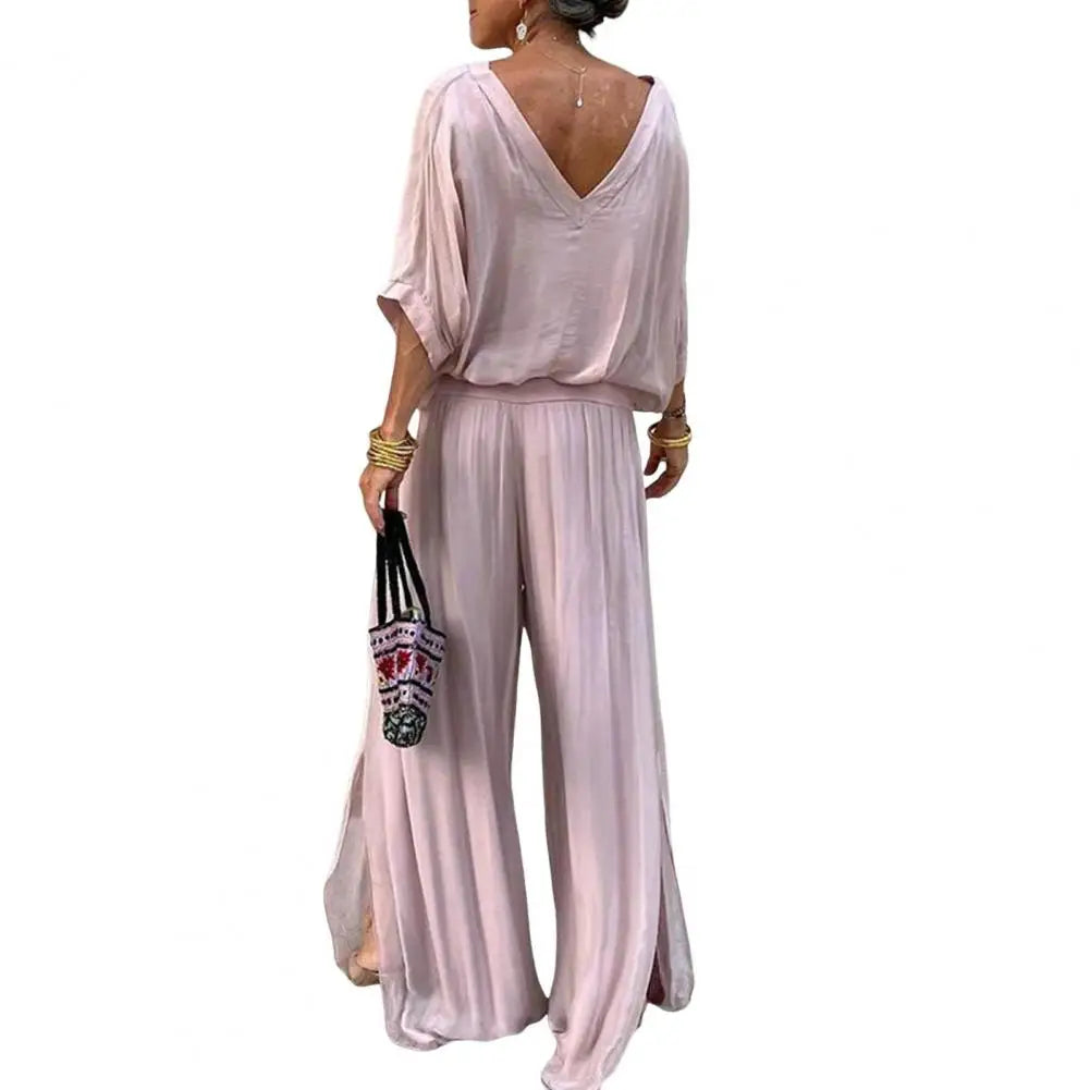 Dafina | V-Top & Wide-Leg Pants Set