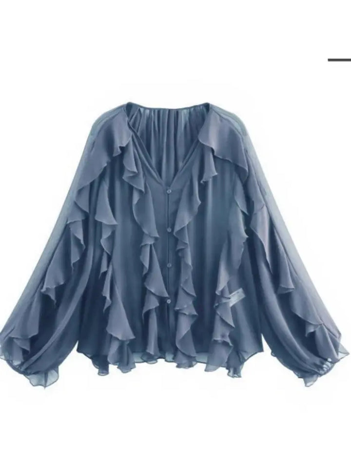 Jacklyn | Elegant V-Neck Tiered Blouse