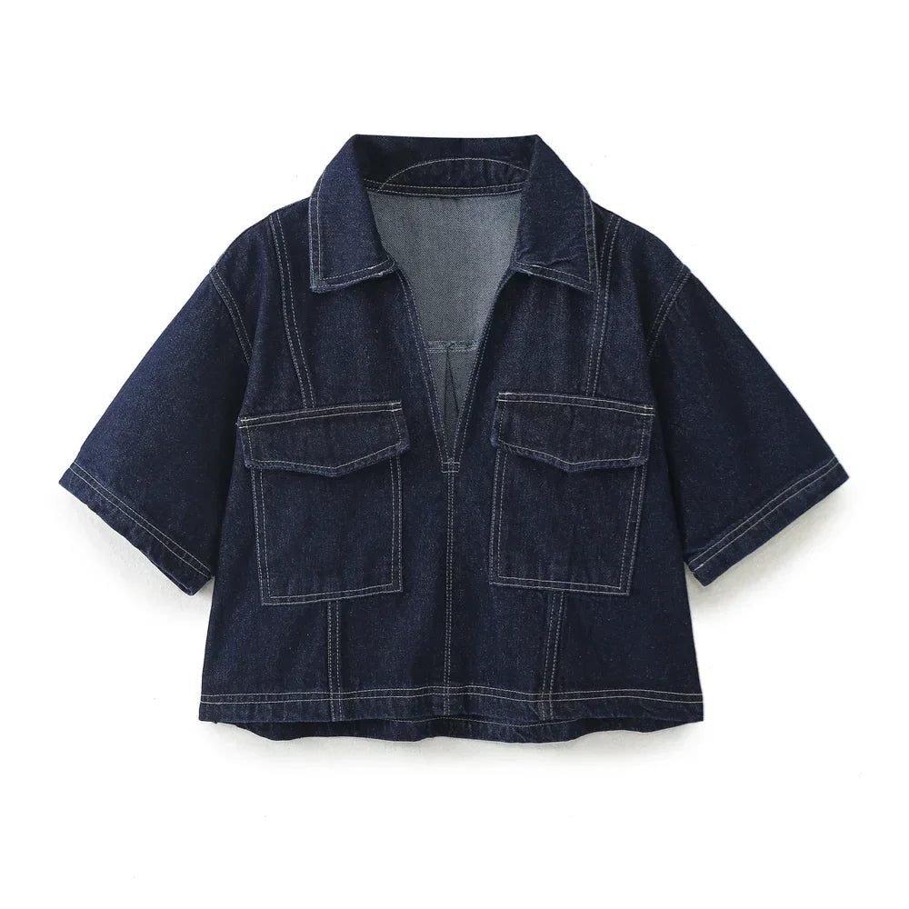 Maris | V-Neck Denim Set