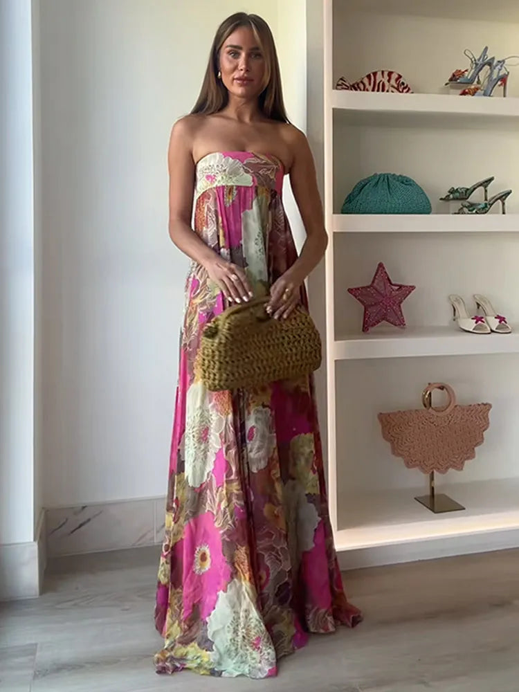 Lylah | Flowy Strapless Maxi Dress