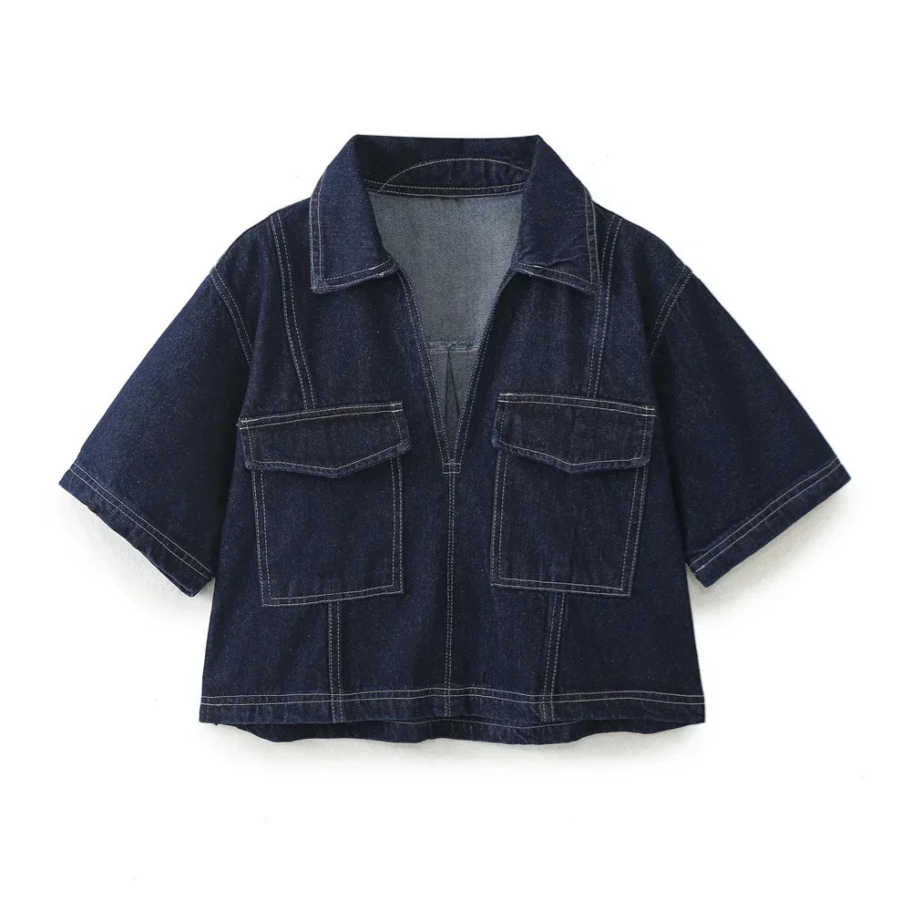 Maris | V-Neck Denim Set