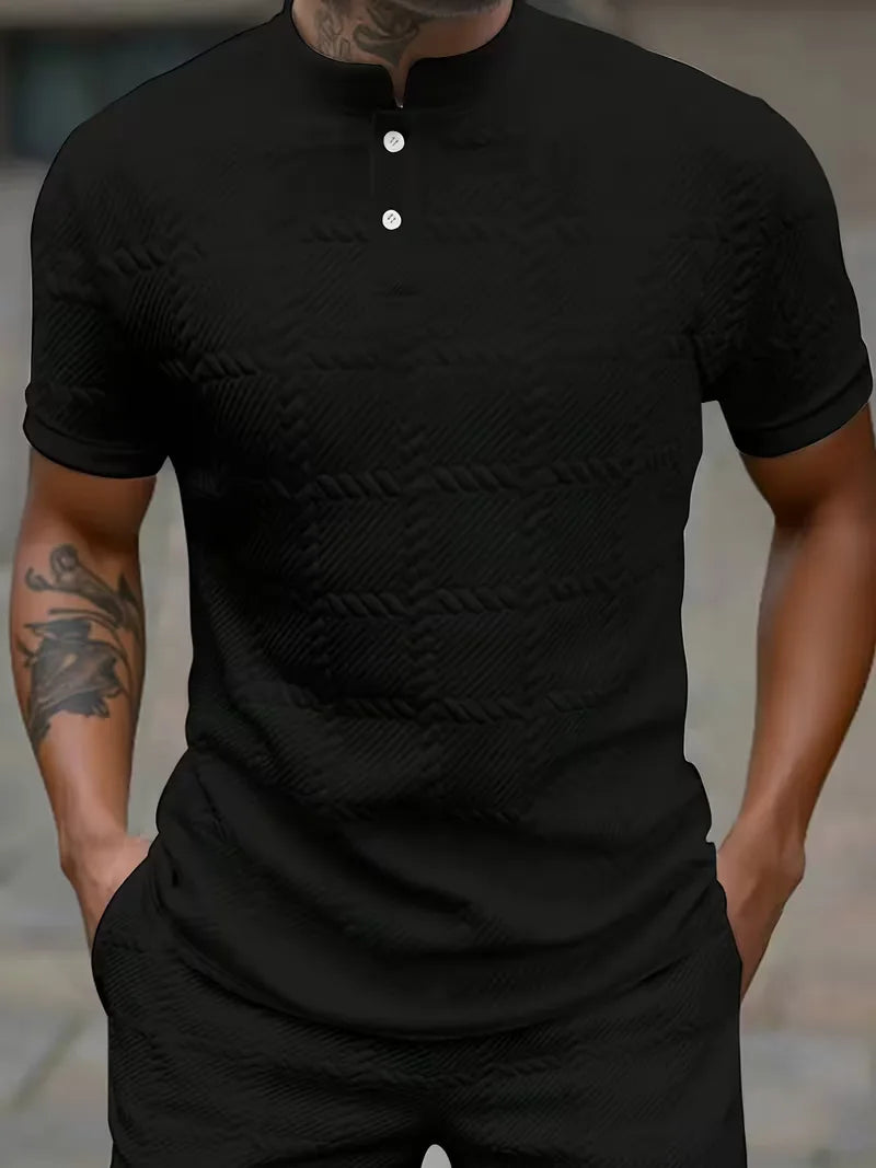 Dante | Men's Textured Short Sleeve Henley Shirt