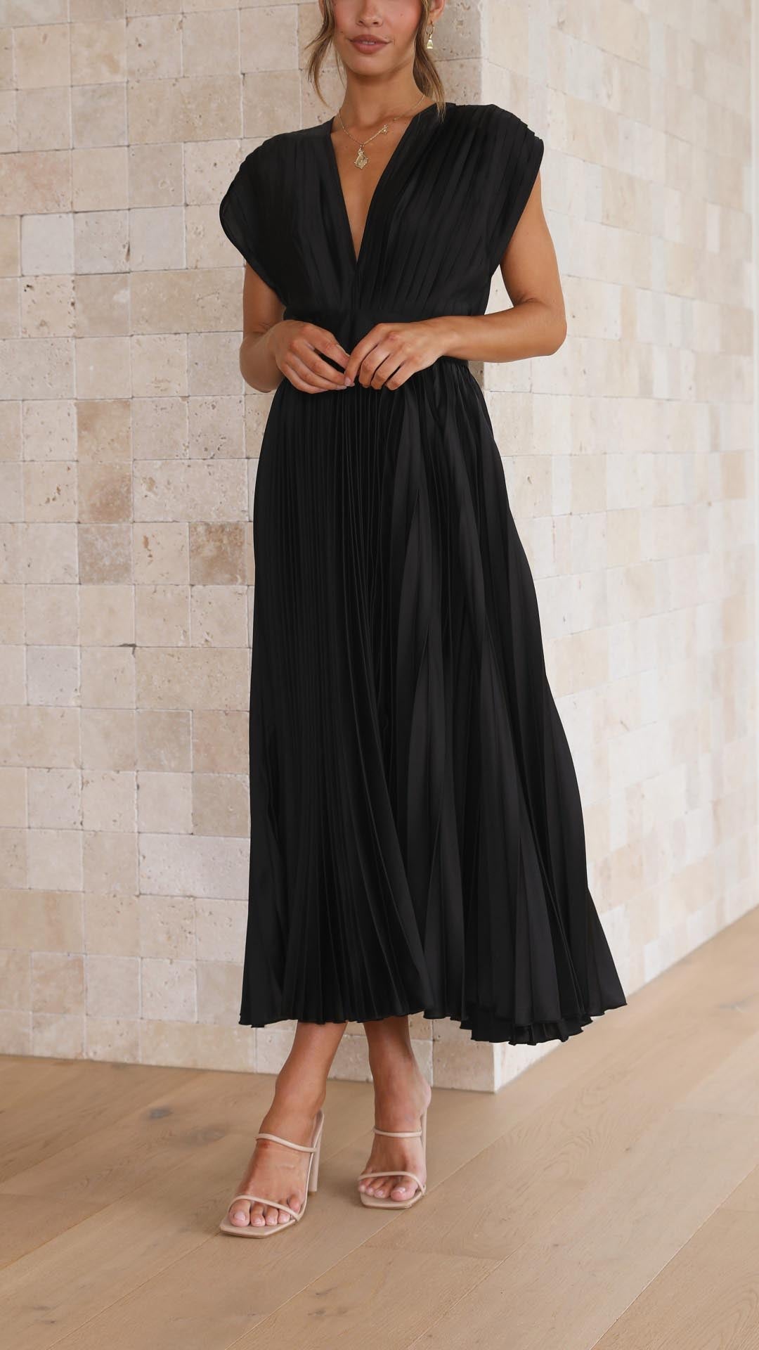 Mara | Women's Pleated Maxi Wedding Guest Dress