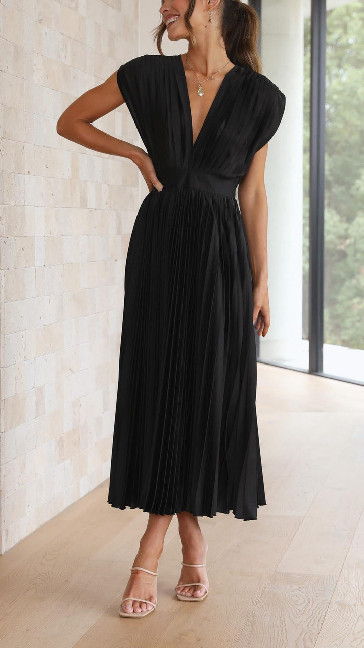 Mara | Women's Pleated Maxi Wedding Guest Dress