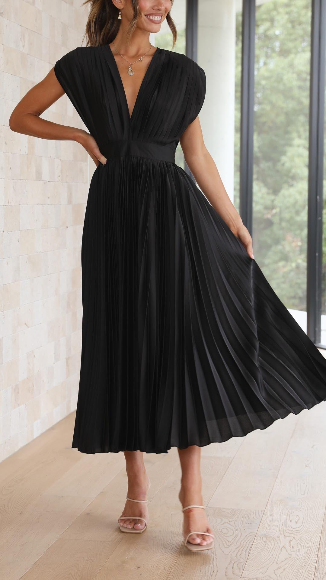 Mara | Women's Pleated Maxi Wedding Guest Dress
