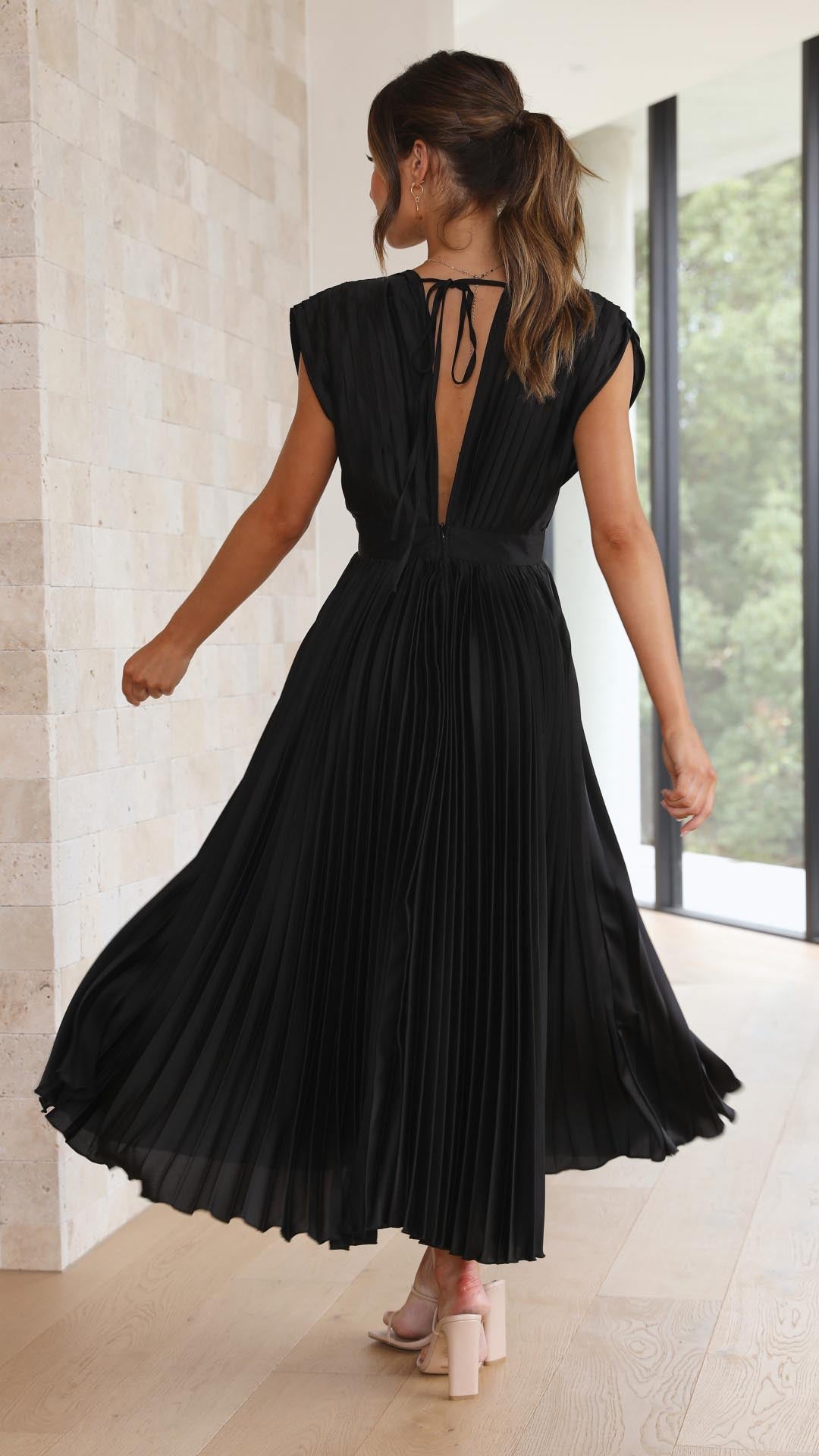 Mara | Women's Pleated Maxi Wedding Guest Dress