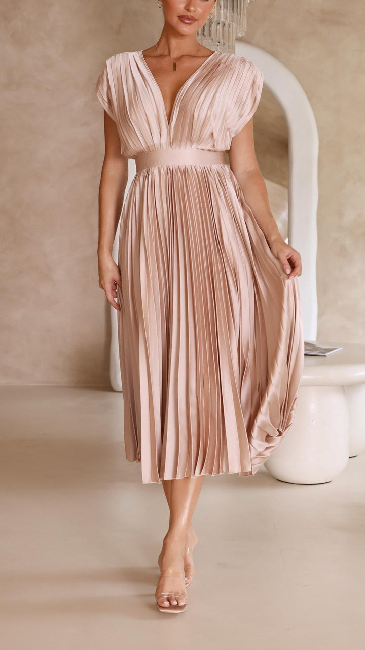 Mara | Women's Pleated Maxi Wedding Guest Dress