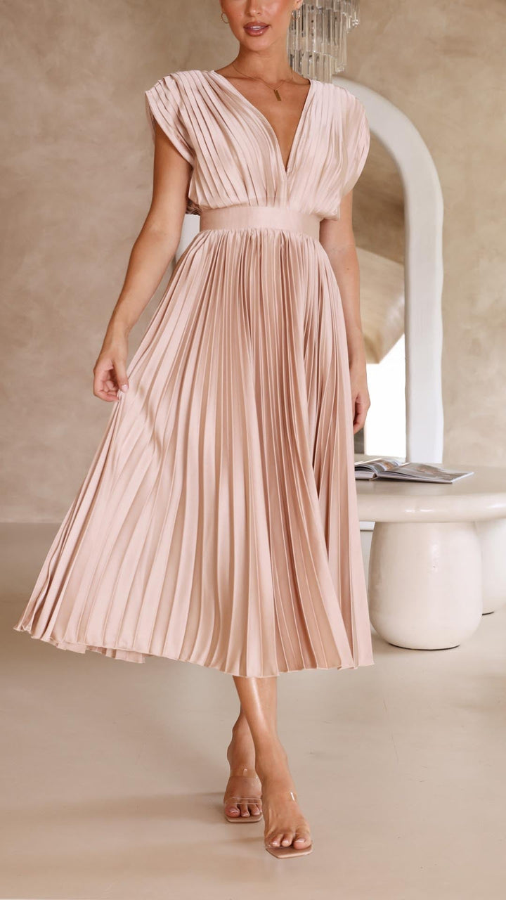 Mara | Women's Pleated Maxi Wedding Guest Dress