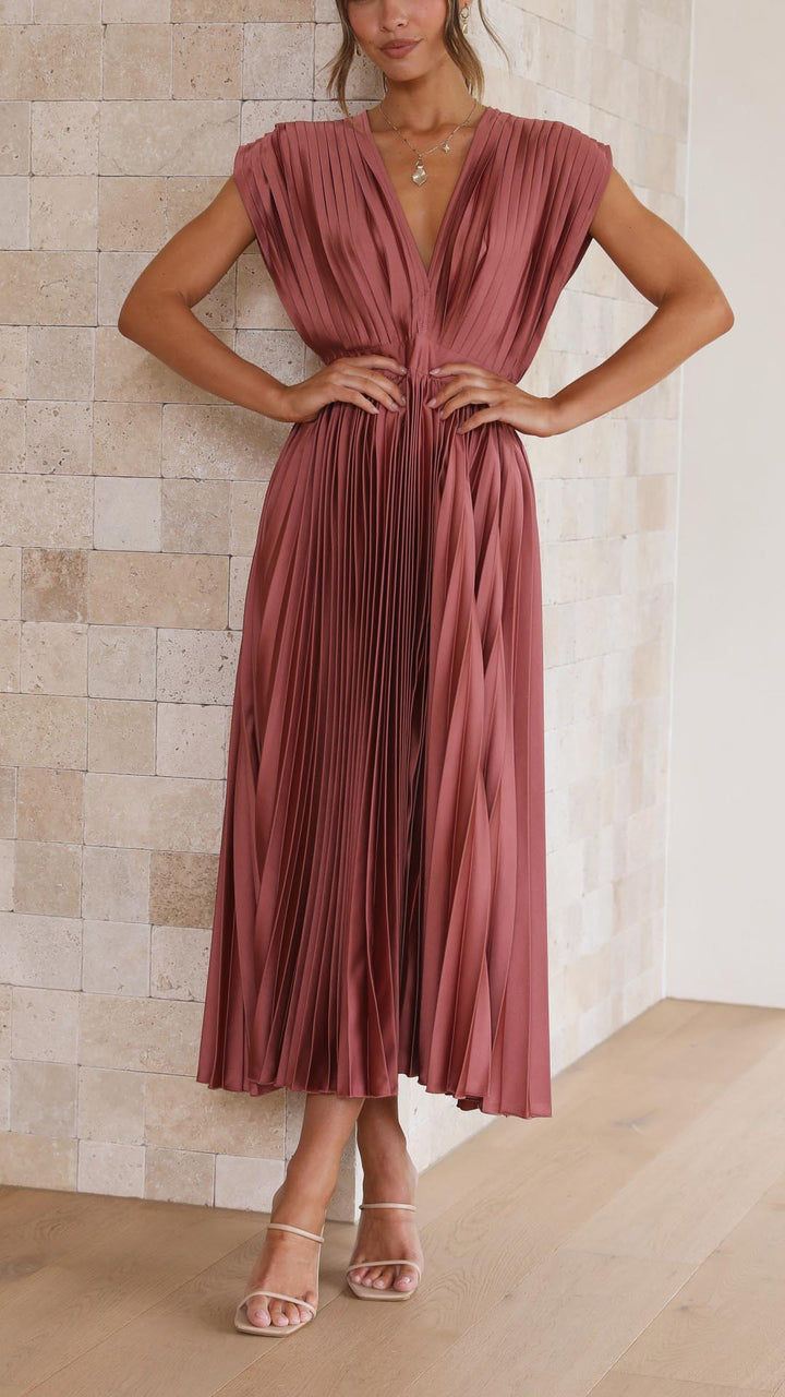 Mara | Women's Pleated Maxi Wedding Guest Dress