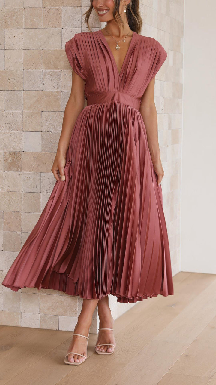 Mara | Women's Pleated Maxi Wedding Guest Dress