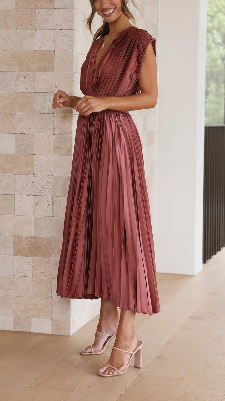 Mara | Women's Pleated Maxi Wedding Guest Dress