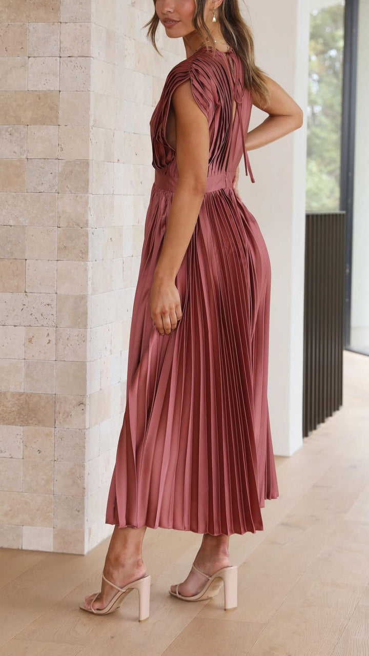 Mara | Women's Pleated Maxi Wedding Guest Dress