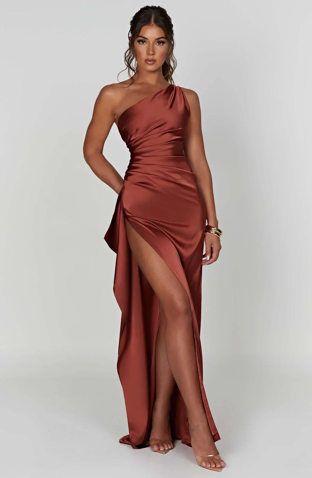 Arielle | Women's One Shoulder Maxi Wedding Guest Dress