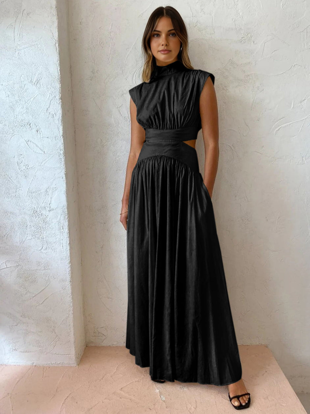 Nadia | Women's Mock Neck Cutout Maxi Dress
