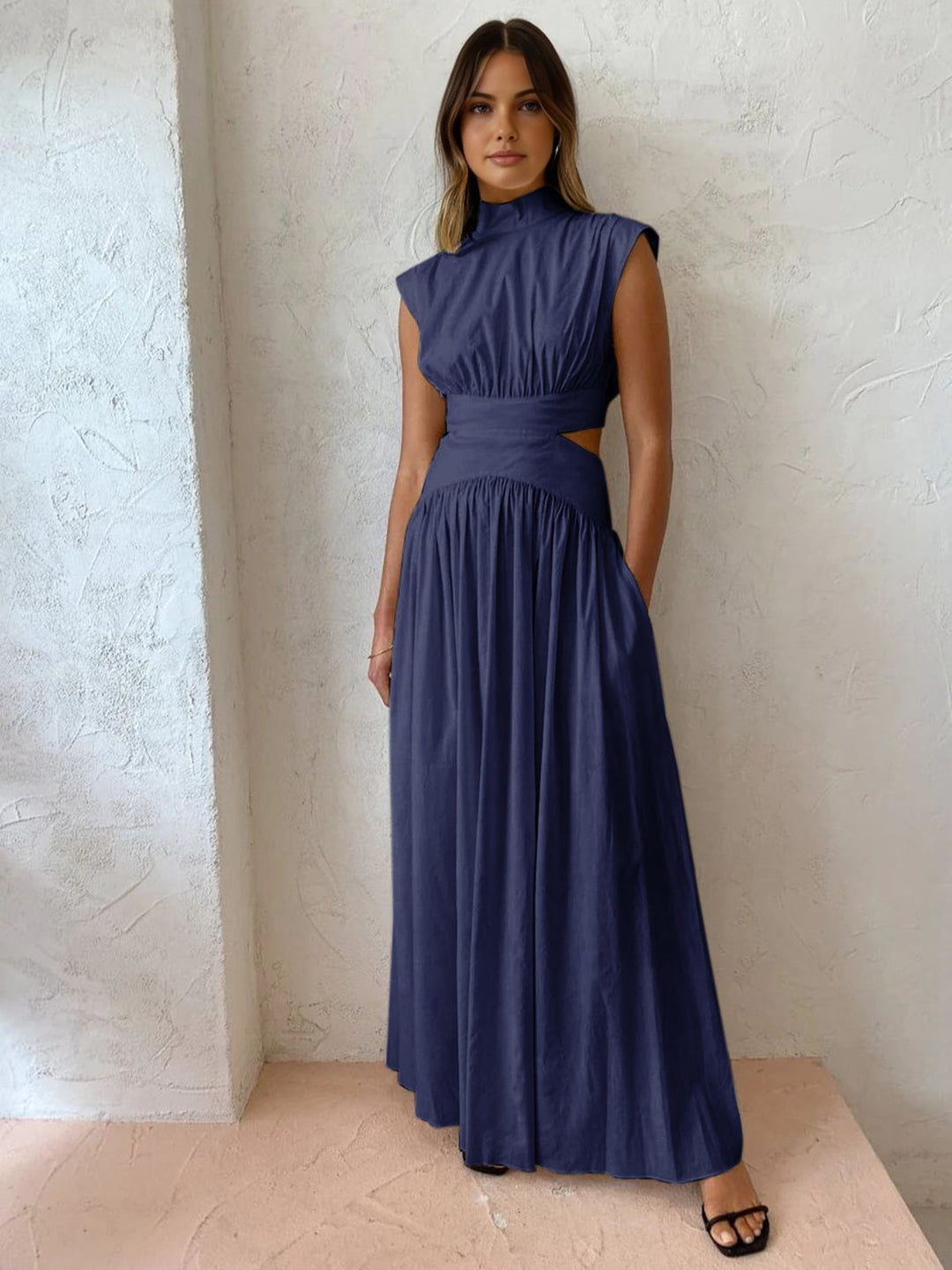 Nadia | Women's Mock Neck Cutout Maxi Dress