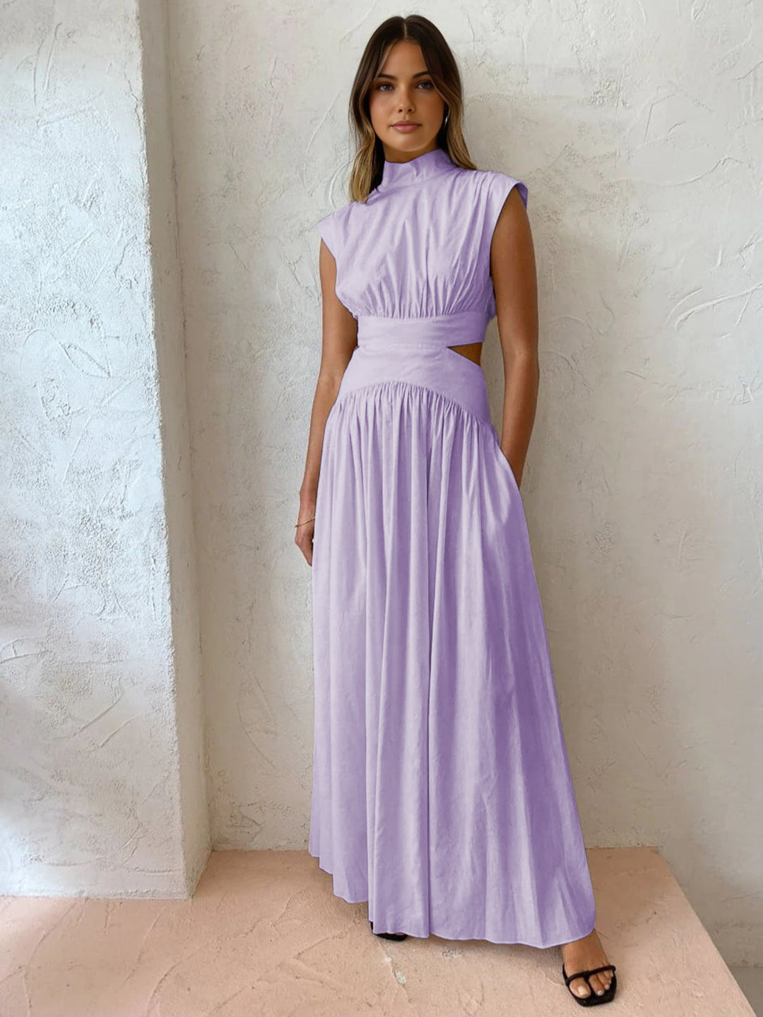 Nadia | Women's Mock Neck Cutout Maxi Dress