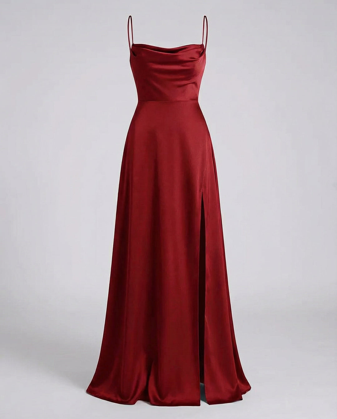 Isabella | Women's Satin Cowl Neck High Slit Maxi Dress