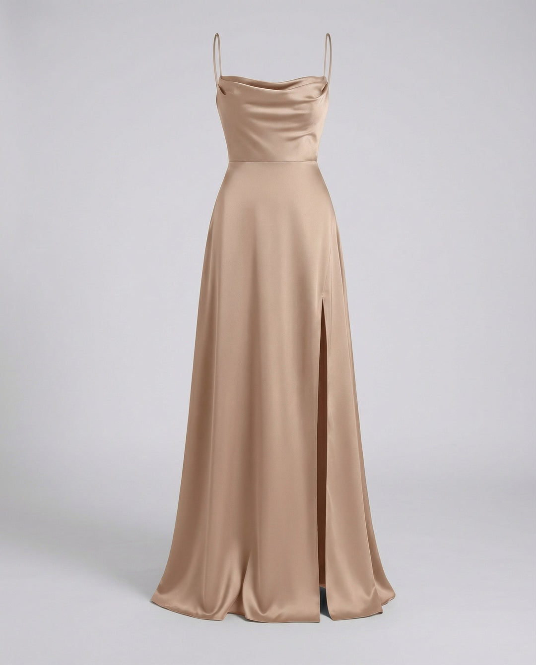 Isabella | Women's Satin Cowl Neck High Slit Maxi Dress