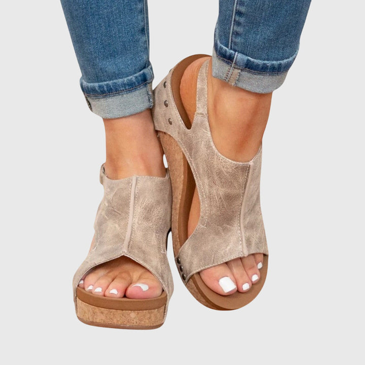 Lena | Women’s Orthopedic Wedge Sandals with Adjustable Strap