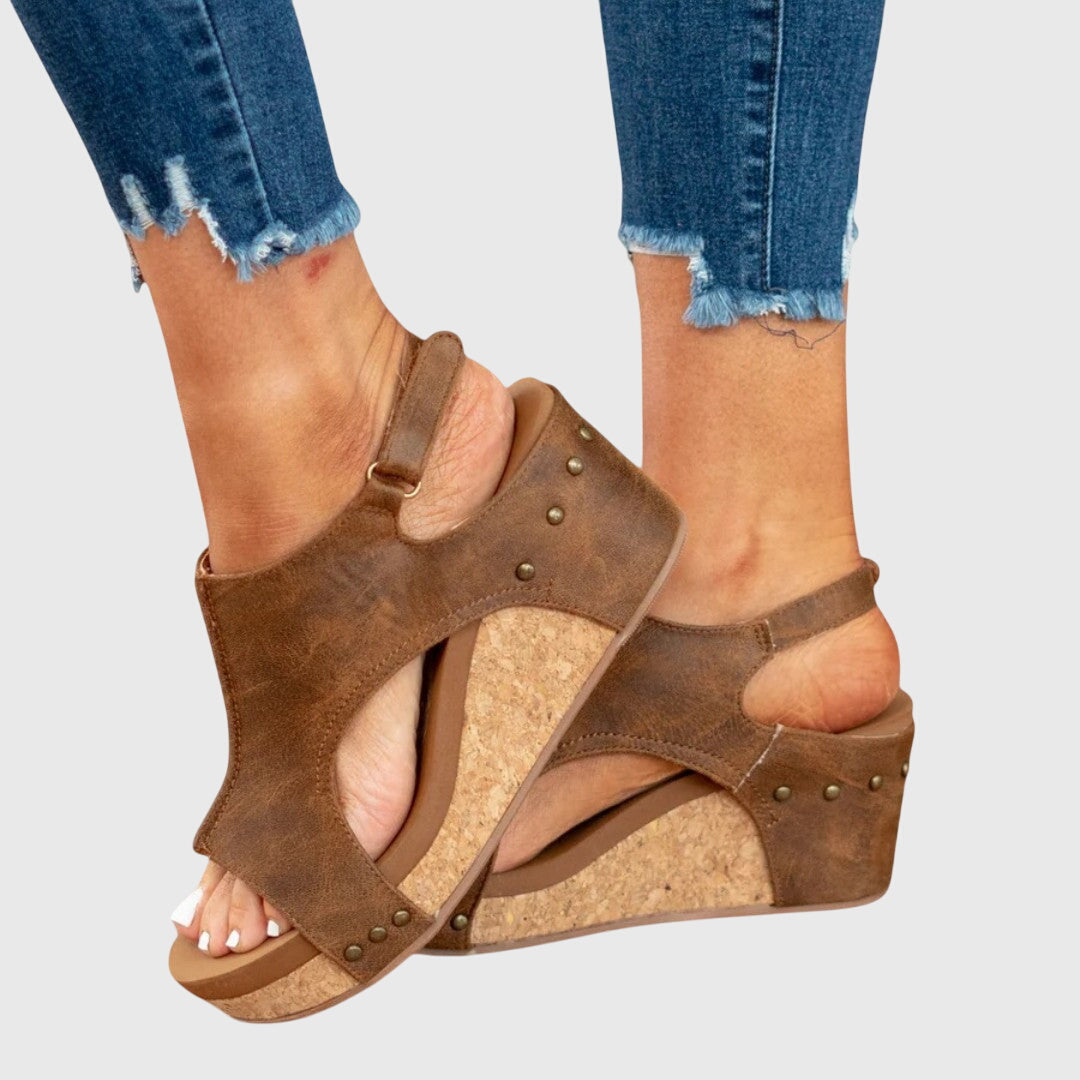 Lena | Women’s Orthopedic Wedge Sandals with Adjustable Strap