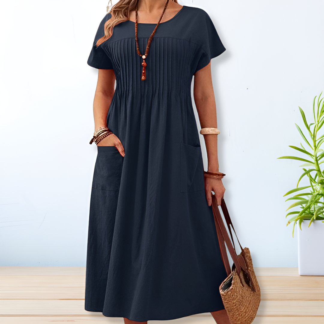 Sonja | Pleated Pocket Midi Dress