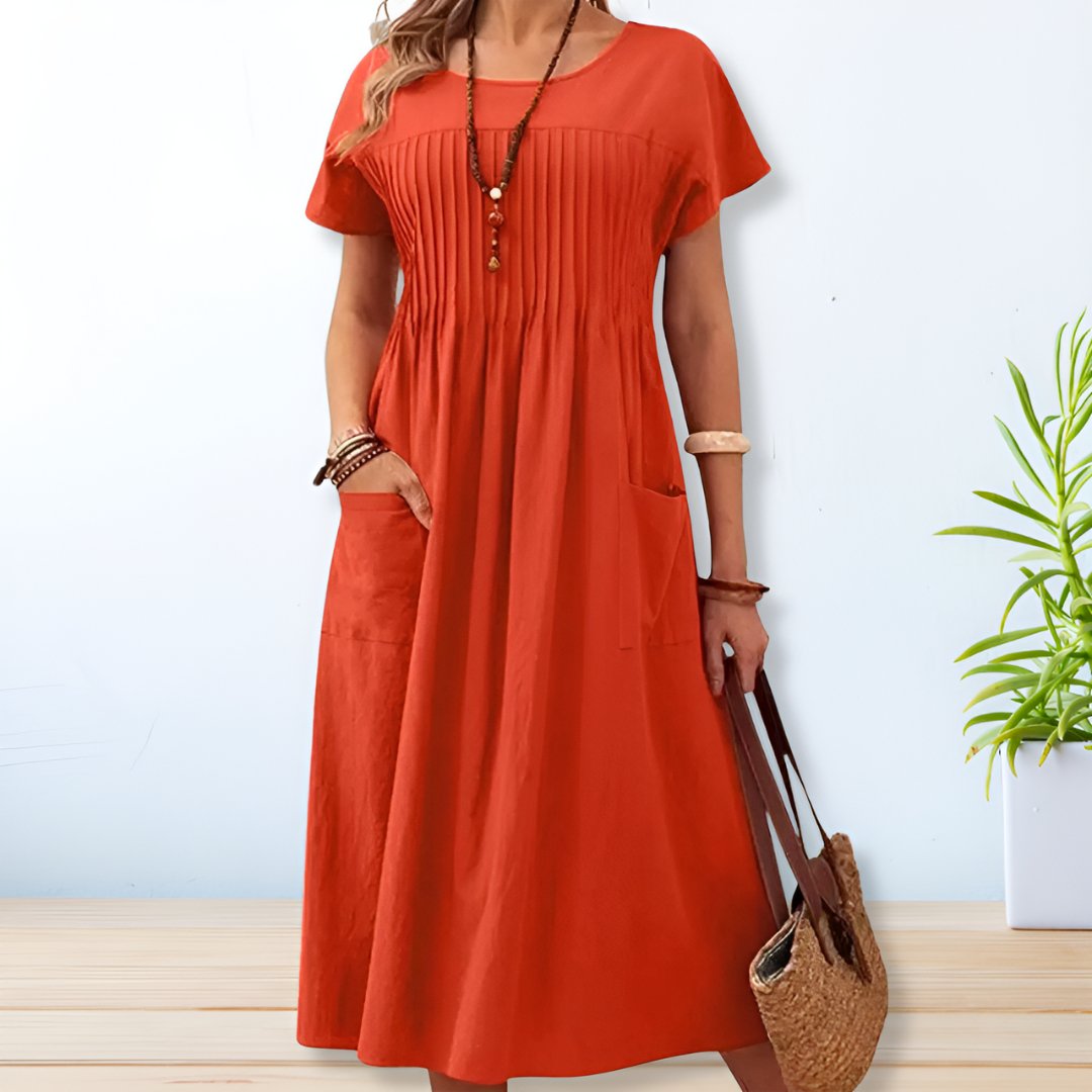 Sonja | Pleated Pocket Midi Dress