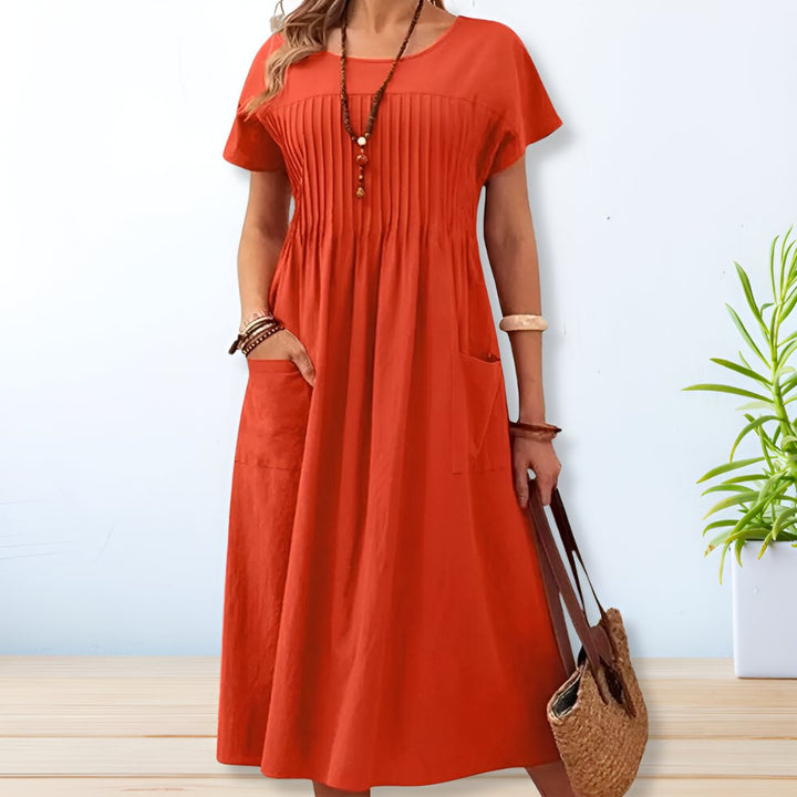 Sonja | Pleated Pocket Midi Dress