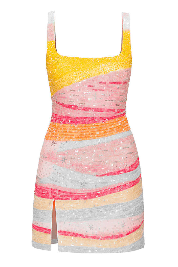 Sabrina | Color Pop Square-Neck Mini Dress