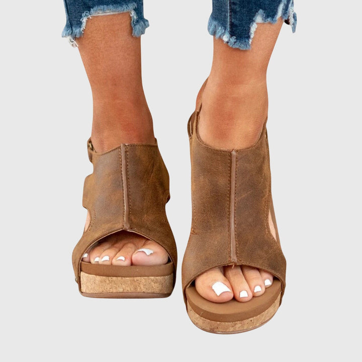 Lena | Women’s Orthopedic Wedge Sandals with Adjustable Strap