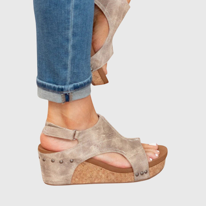 Lena | Women’s Orthopedic Wedge Sandals with Adjustable Strap