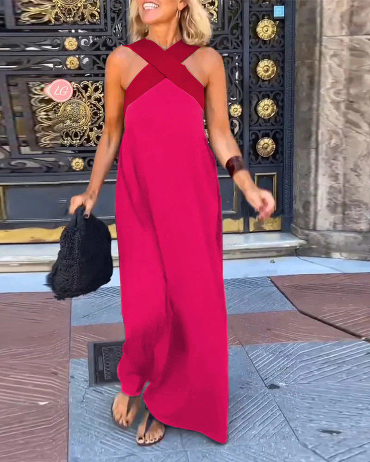 Isla | Women’s Cross Neck Maxi Dress with Relaxed Flowing Fit
