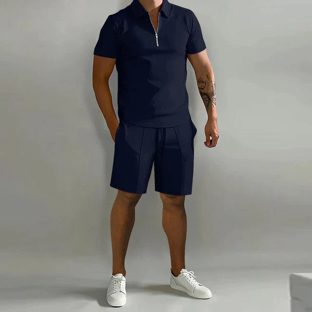 Luca | Men's Half Zip Polo Shirt and Shorts Set