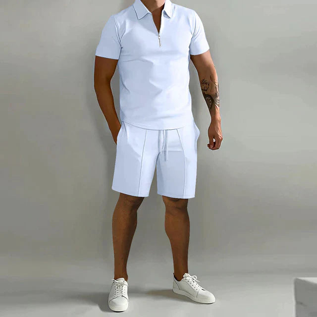 Luca | Men's Half Zip Polo Shirt and Shorts Set