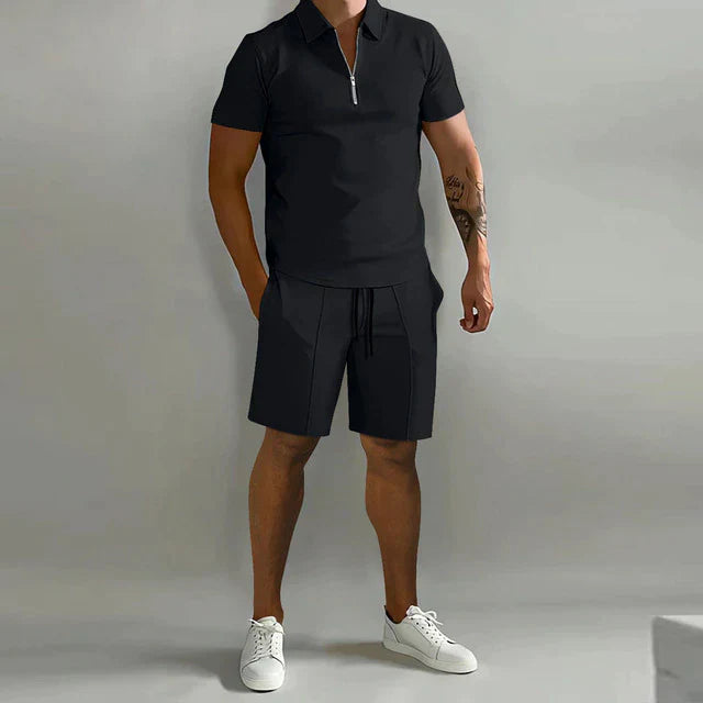 Luca | Men's Half Zip Polo Shirt and Shorts Set