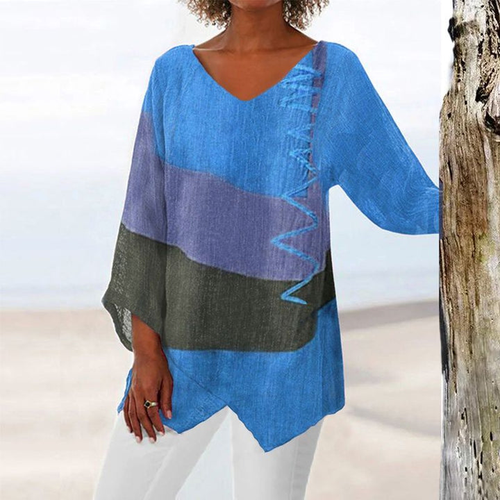 Lis | Stylish V-neck Color Block Top