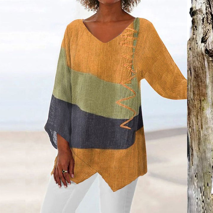 Lis | Stylish V-neck Color Block Top