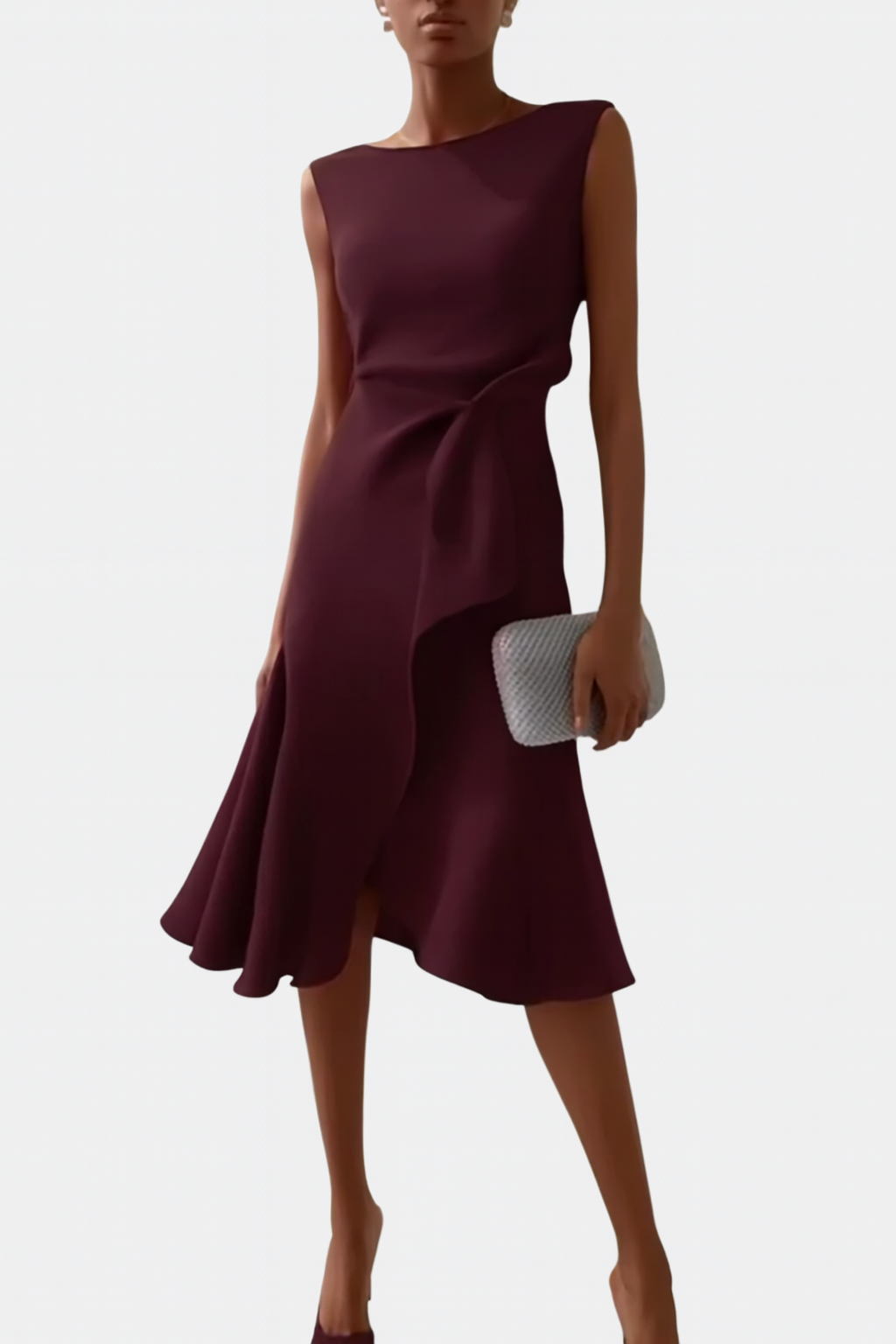 Selena | Women's Draped Asymmetric Midi Dress