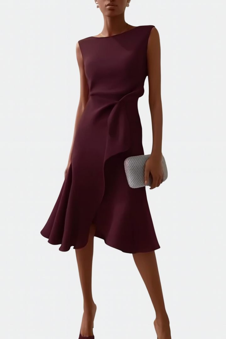 Selena | Women's Draped Asymmetric Midi Dress