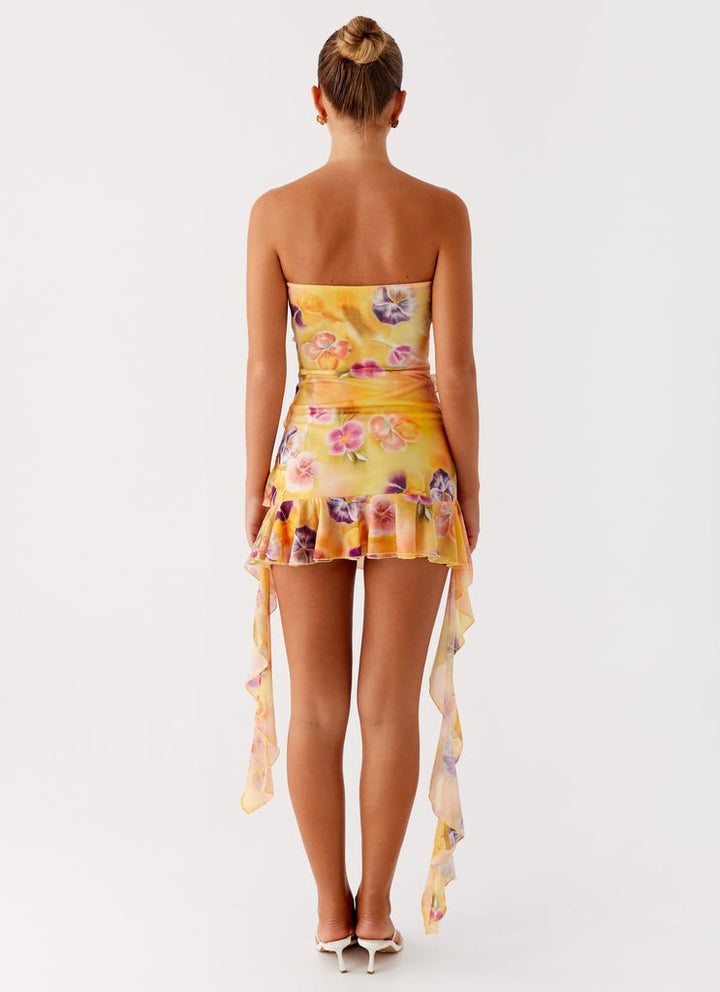 Regina | Floral-Printed Strapless Dress