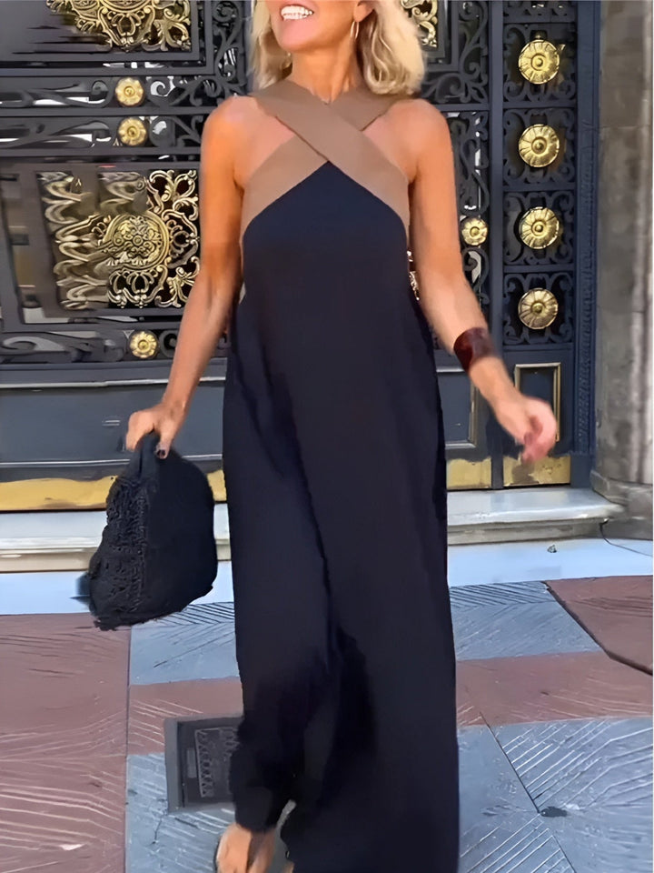 Isla | Women’s Cross Neck Maxi Dress with Relaxed Flowing Fit