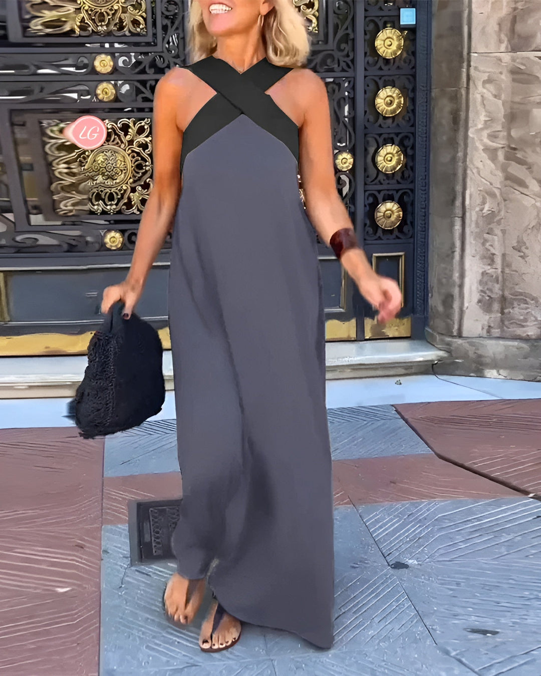 Isla | Women’s Cross Neck Maxi Dress with Relaxed Flowing Fit