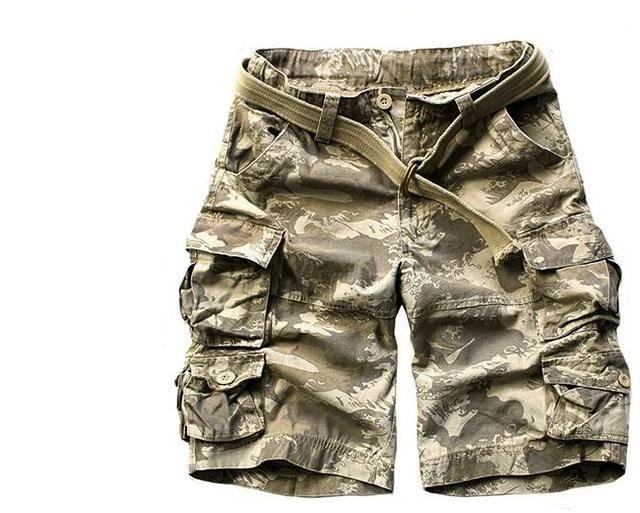 Men's Nolan camo belted cargo shorts with side pockets, perfect for utility-inspired style.